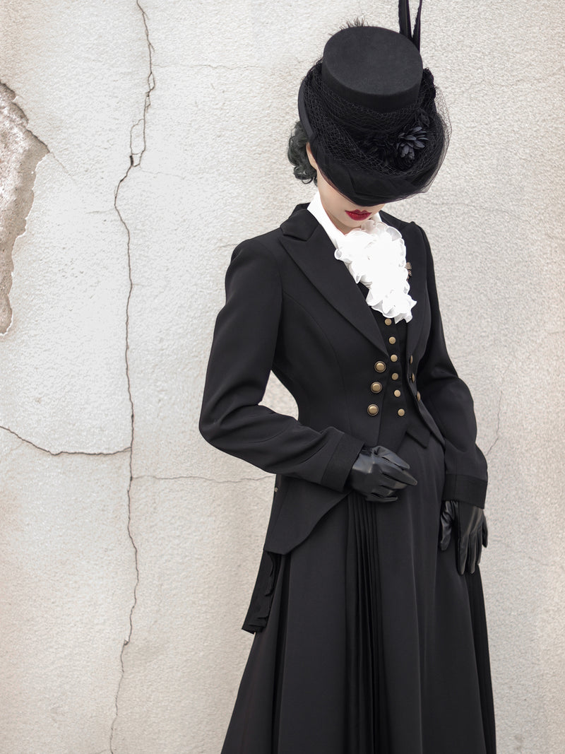 Black Lady's Swallow Tailed Coat and Classical Skirt