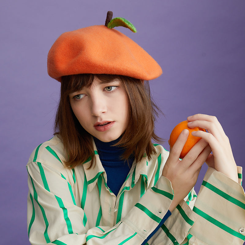 tangerine fruit beret 