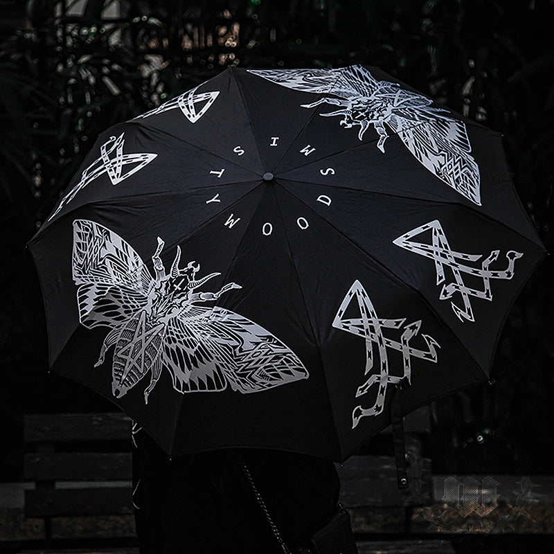 宵闇の蛾模様の折り畳み傘