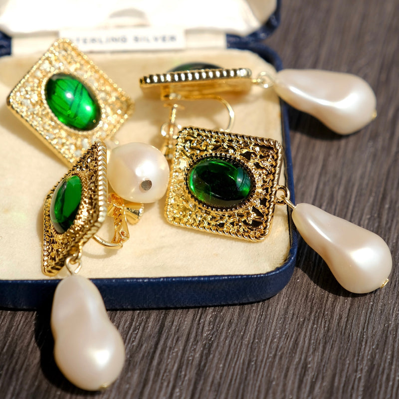 jade and pearl earrings