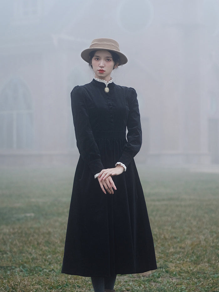 【美品】apolina コーデュロイ ワンピース ワンピース 『コーデュロイ ドロストシャツワンピース ネイビー