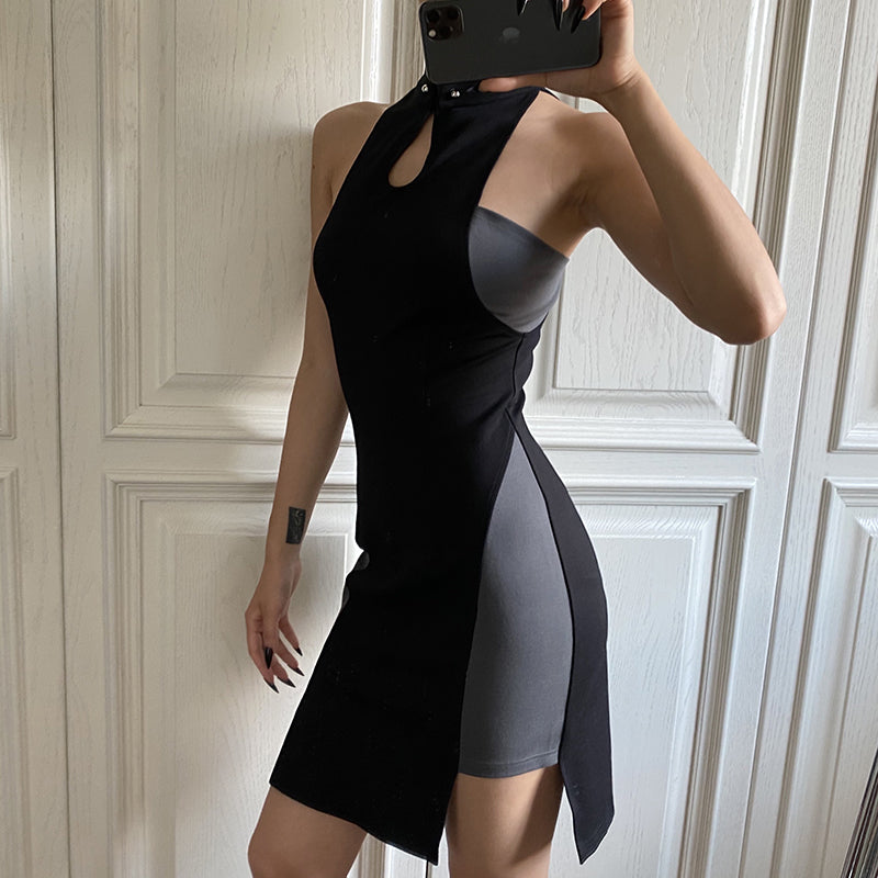 Futuristic cyber girl sleeveless dress