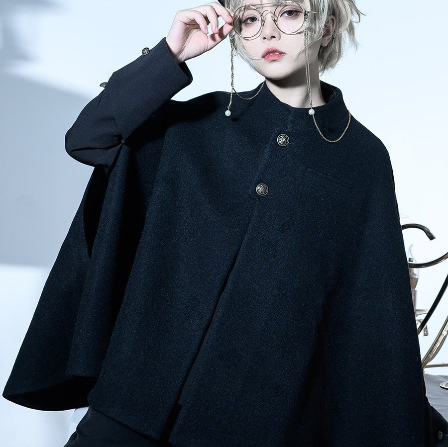 英国騎士のブラックツイードケープマント – ManusMachina