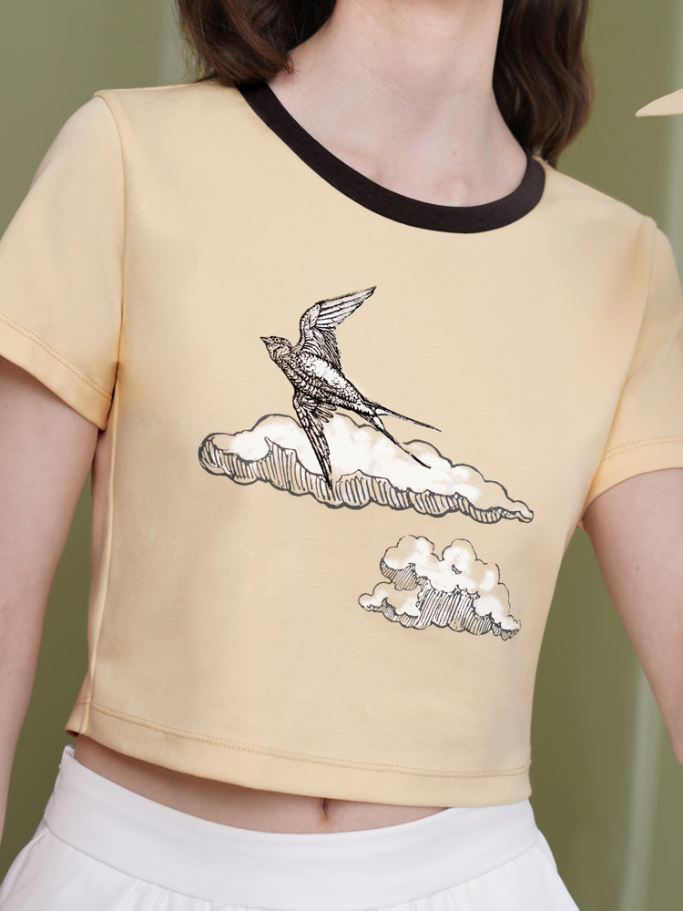 Sky swallow pencil drawing T-shirt