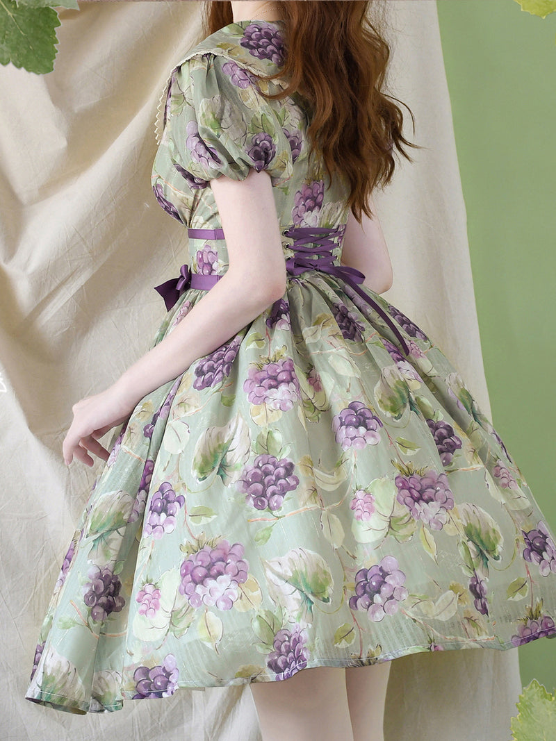 Purple Grape Watercolor Classical Corset Dress