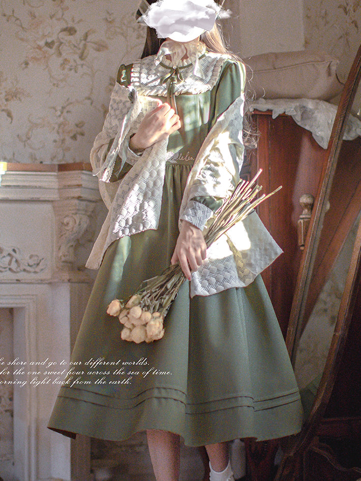 Light green lady's literary dress and shawl