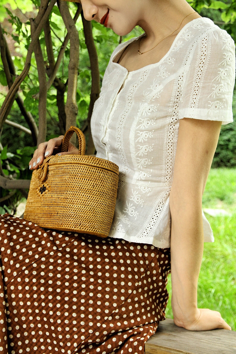 White Thread Embroidery Classic Blouse