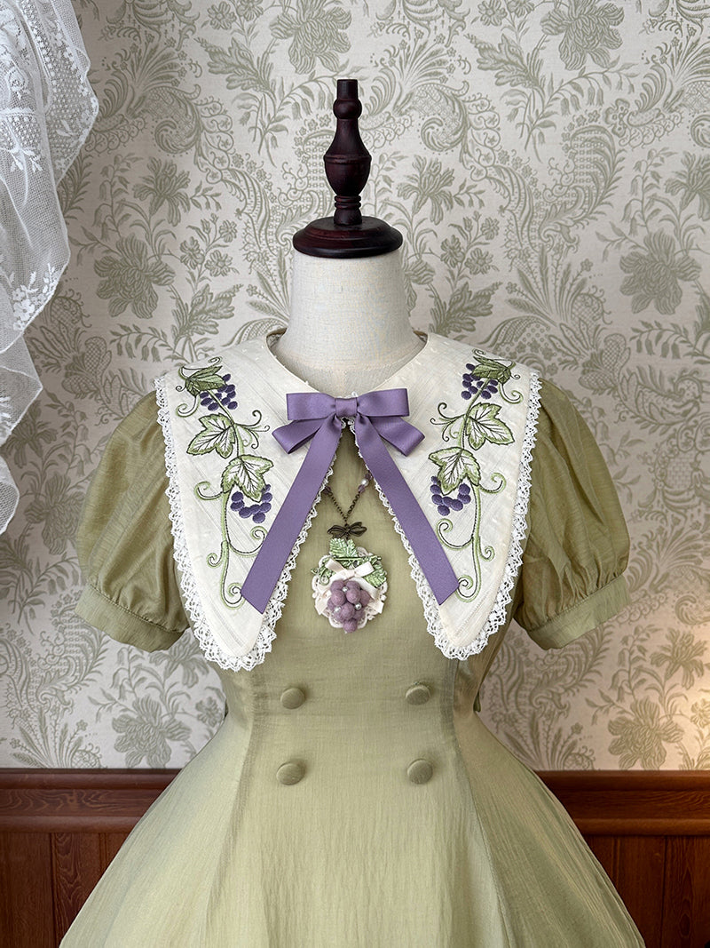 Purple grape embroidered collar and necklace [Planned to be shipped from late May to mid-June 2023]