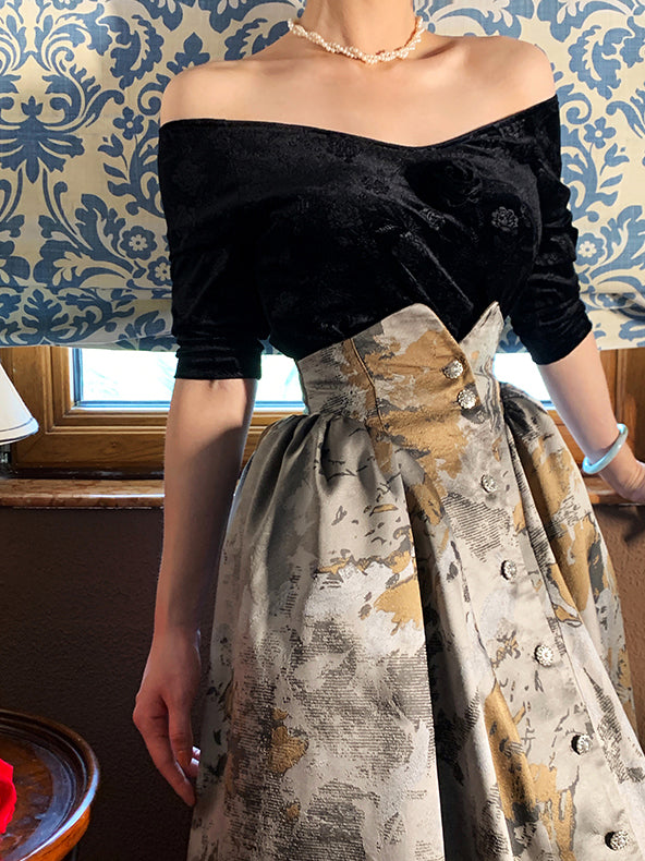 Medieval Lady High Waist Jacquard Skirt