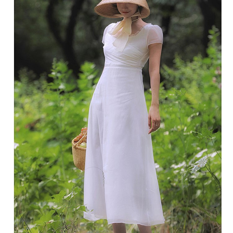 British lady's white vintage dress