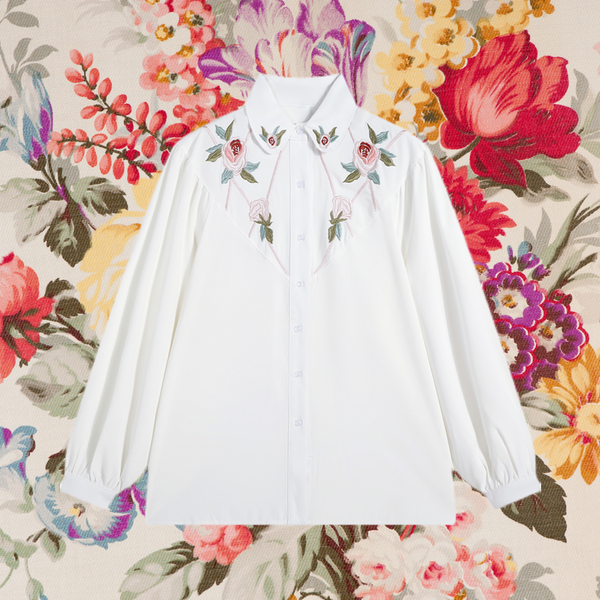 Flower Embroidered Blouse