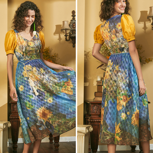 Vase Sunflower Mosaic Dress