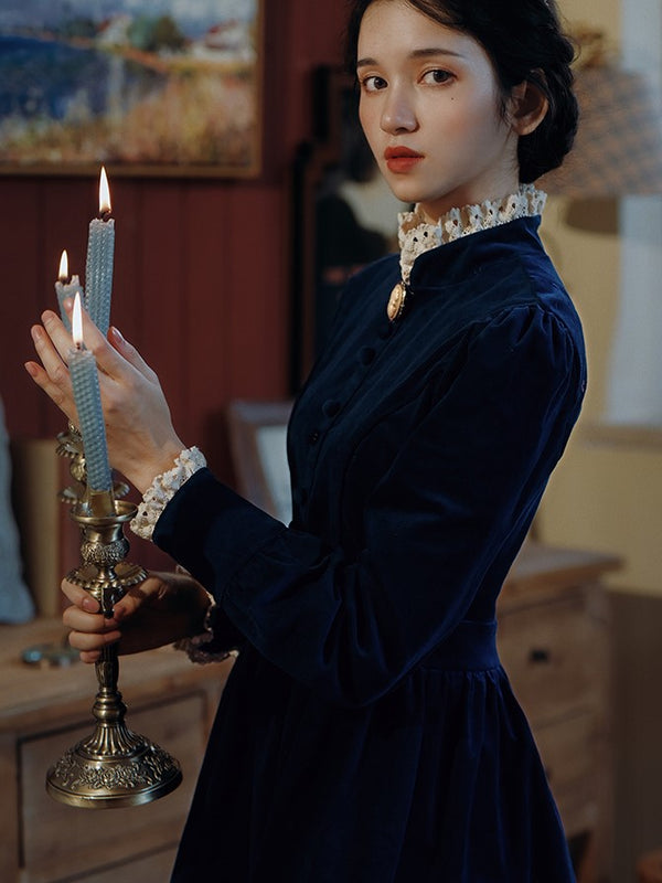 紺青のお嬢様コーデュロイワンピース – ManusMachina