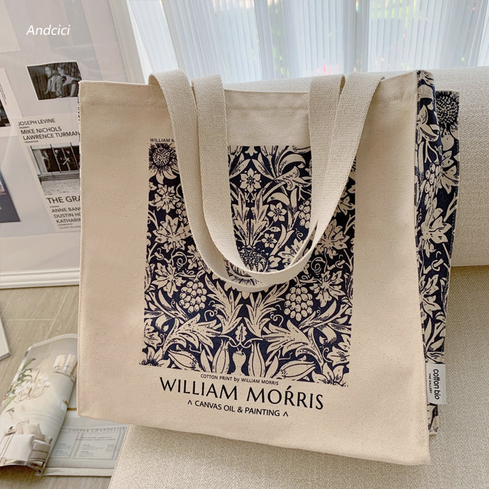 William Morris Navy Botanical Patternトートバッグ – ManusMachina