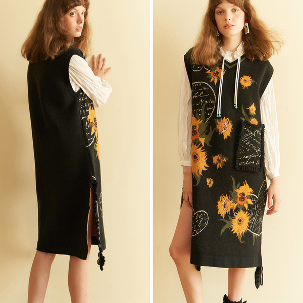 Sunflower and letter to Theo knit dress