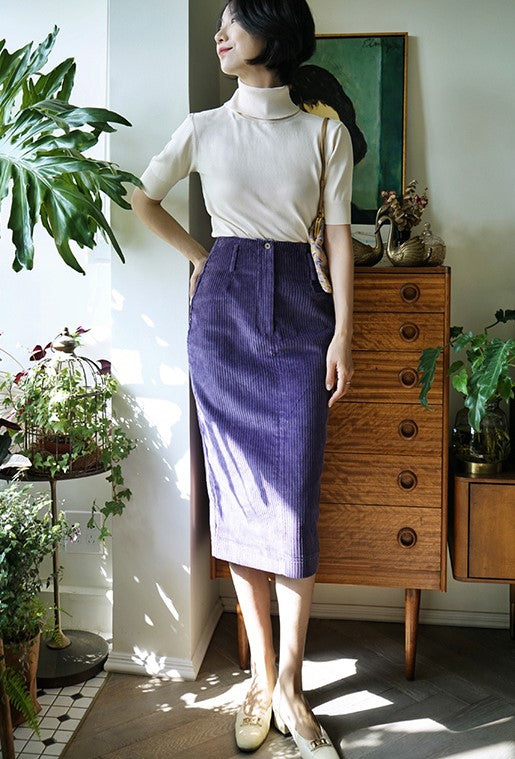 ladies velvet pencil skirt