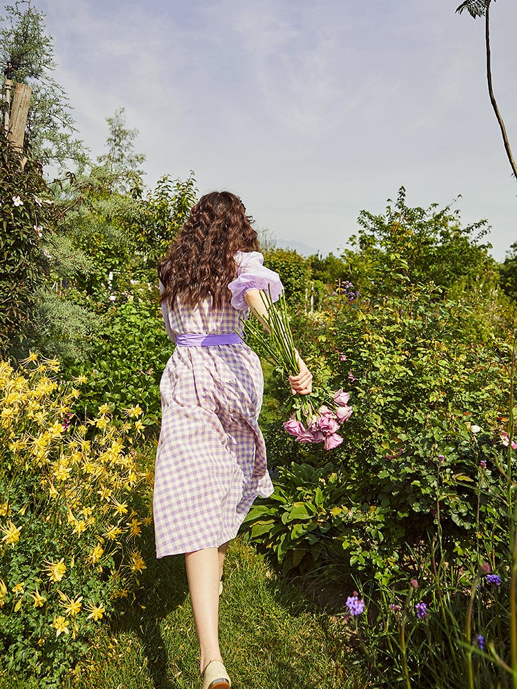 Sunflower plaid retro dress