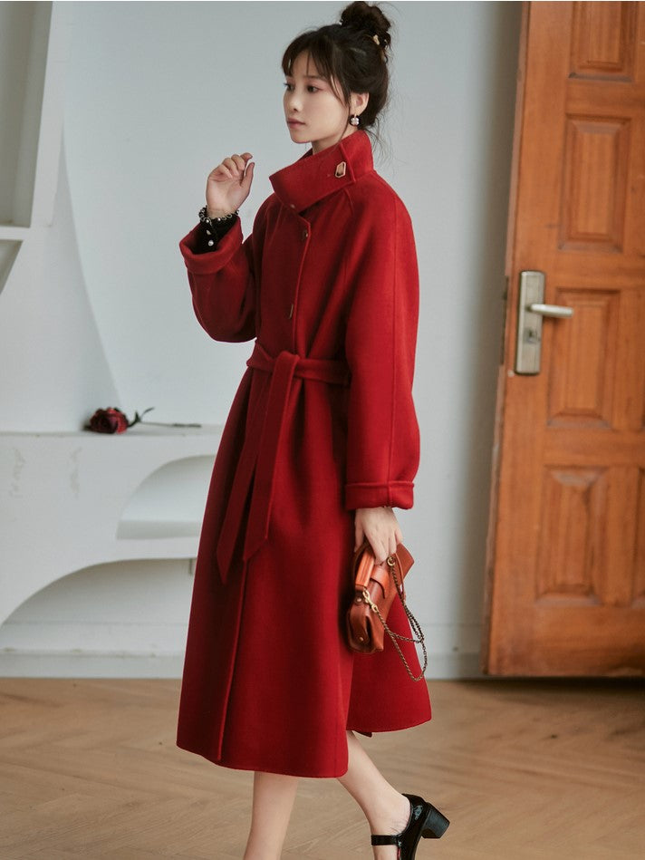Crimson Lady Long Wool Coat