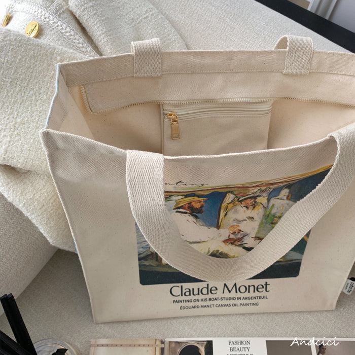 Claude Monet Painting on His BoatTote Bag