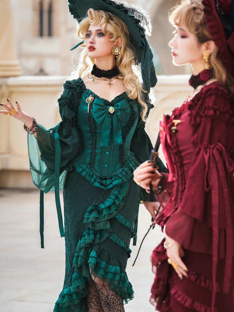 Crimson Lady Embroidered Gothic Dress