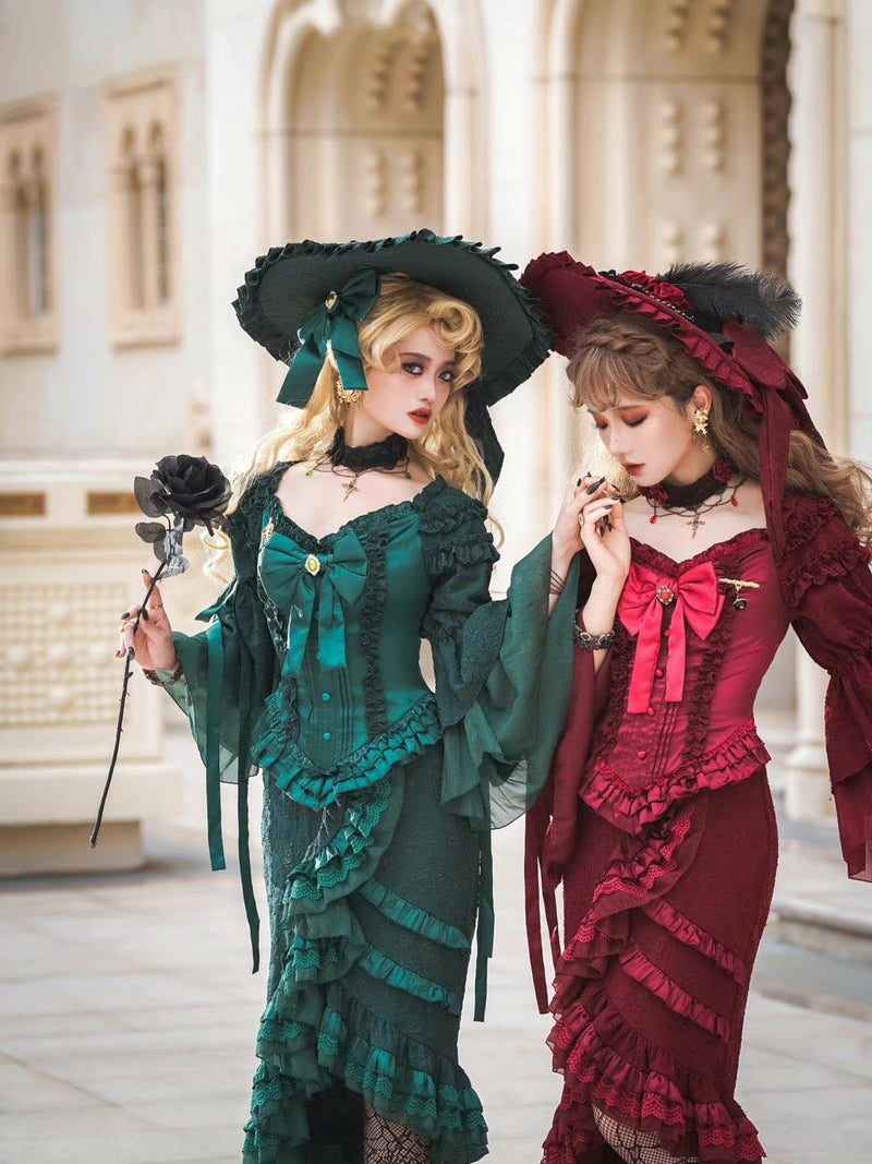 Crimson Lady Embroidered Gothic Dress