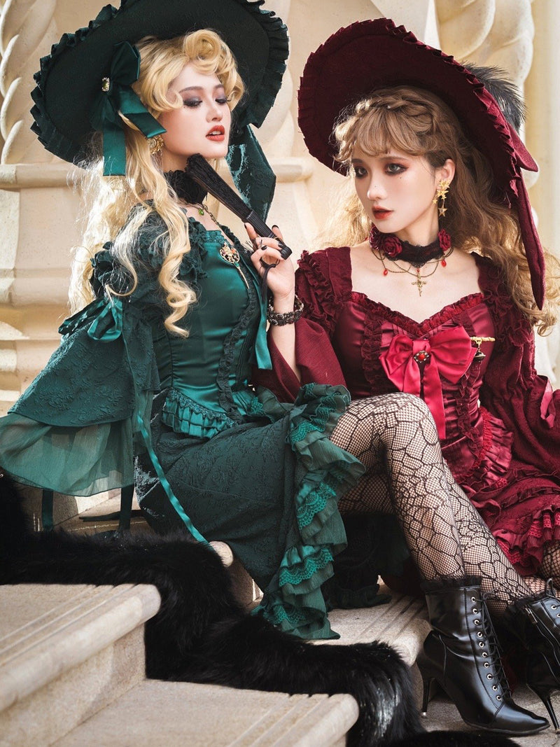 Crimson Lady Embroidered Gothic Dress