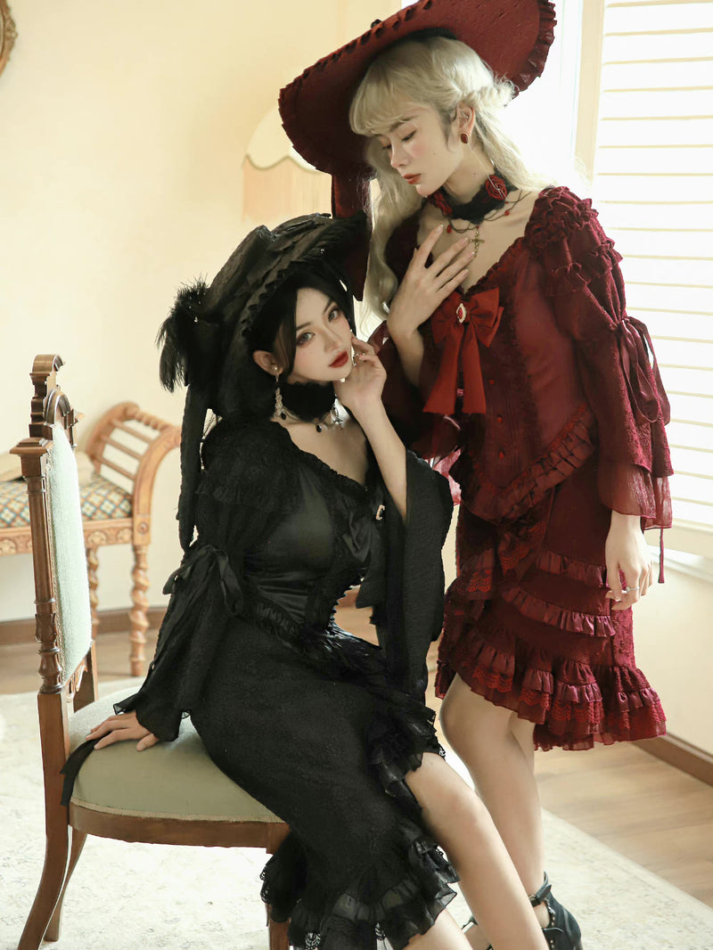Crimson Lady Embroidered Gothic Dress