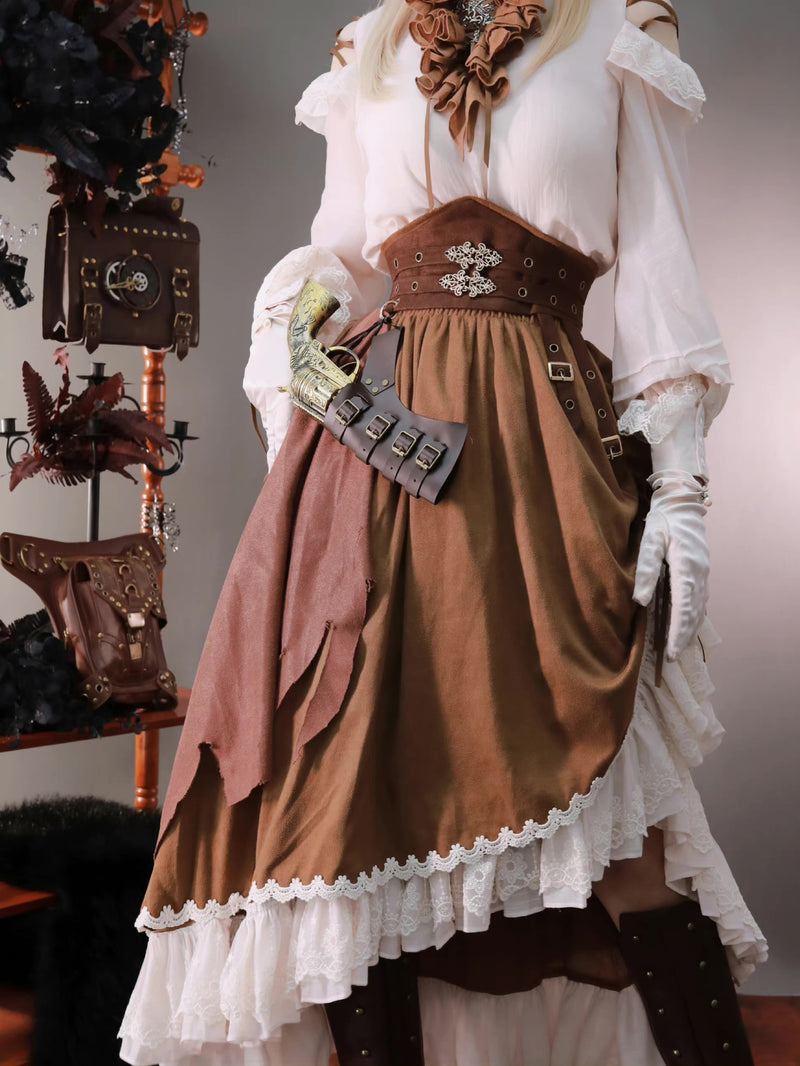 Medieval knight's elegant skirt, blouse and corset belt [Scheduled to be shipped late April - early May 2023]
