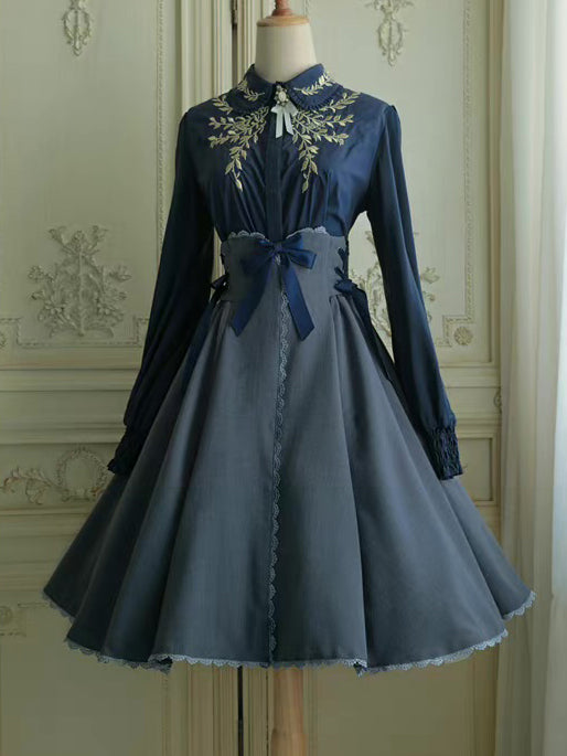 Dark indigo lady's corset ribbon skirt [scheduled to be shipped from late May to early June 2023]