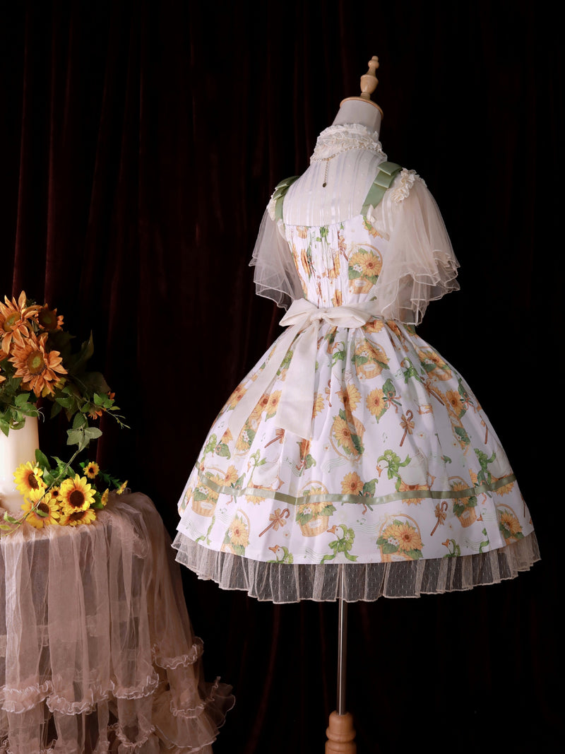 Bouquet of sunflowers and musical note pattern jumper skirt [Scheduled to be shipped in early April 2023]