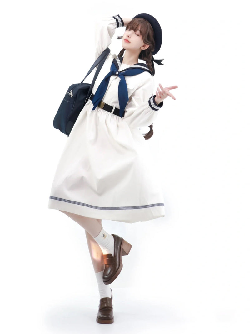 Navy and White Literary Girl Sailor Dress [Planned to be shipped from late May to mid-June 2023]