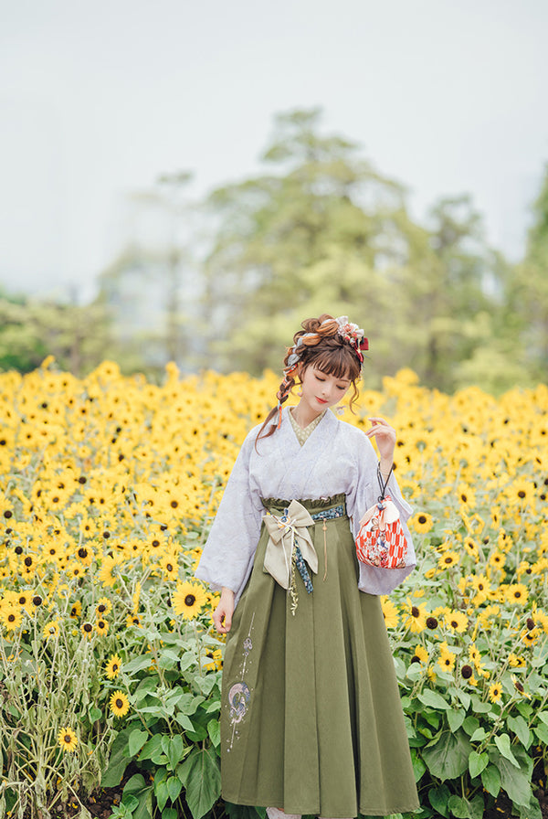 Taisho Romantic flower and bird embroidery high waist skirt