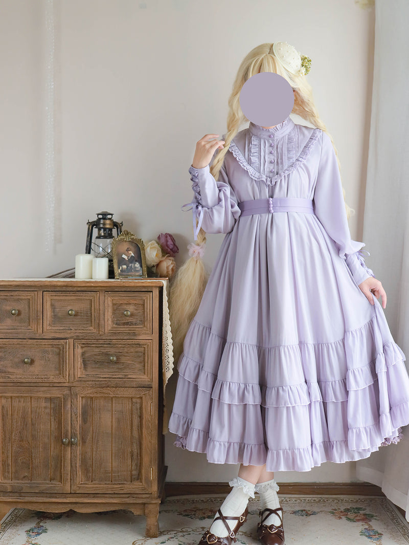 Classical dress for gray-purple lady [Planned to be shipped from early August to late August 2023]