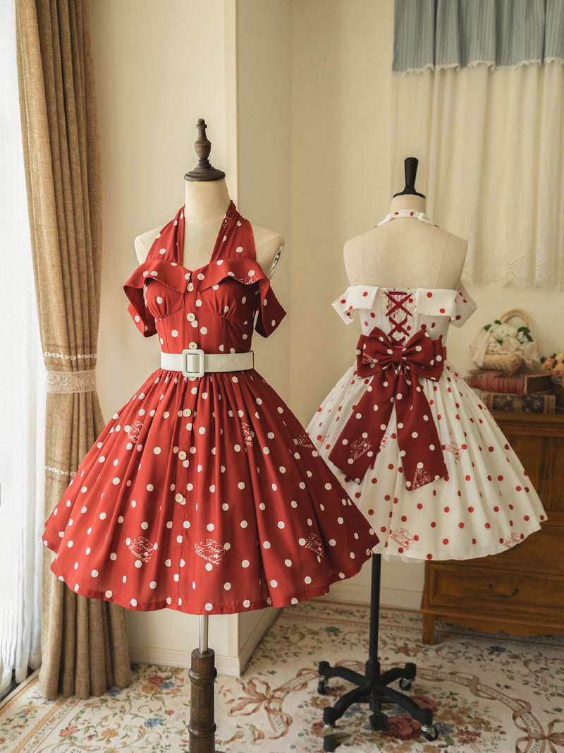 Movie actress polka dot retro dress