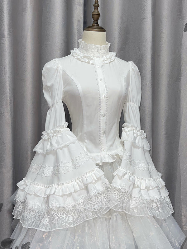 Lace-up gothic blouse with rose pattern [Planned to be shipped from late June to late July 2023]