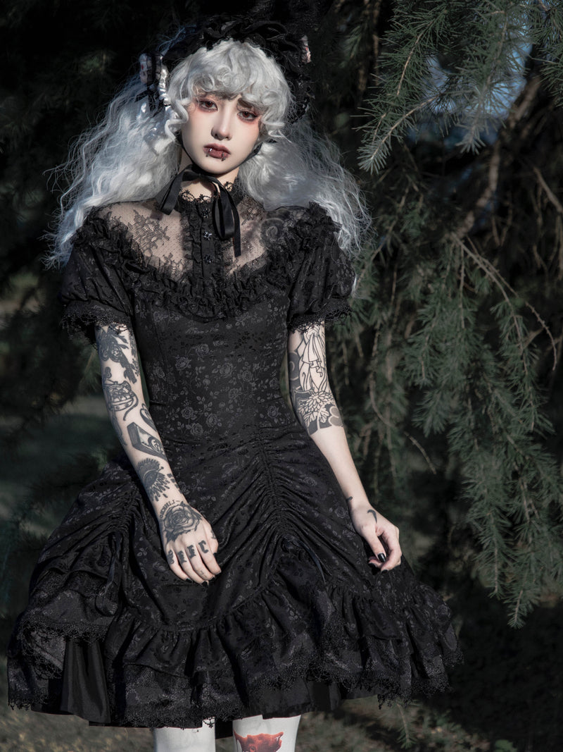 Jet black rose braided jumper skirt and dress [scheduled to be shipped from late June to late July 2023]