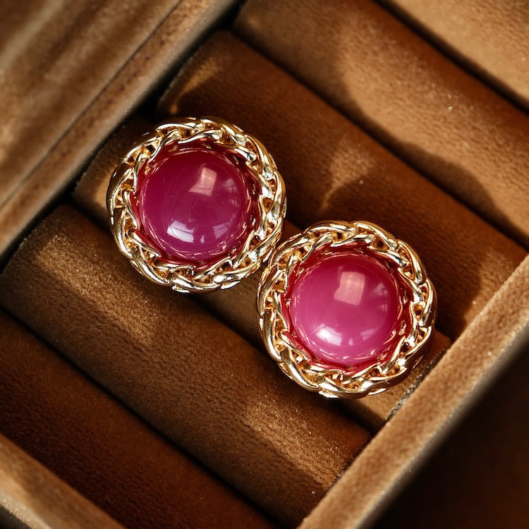 red plum princess earrings