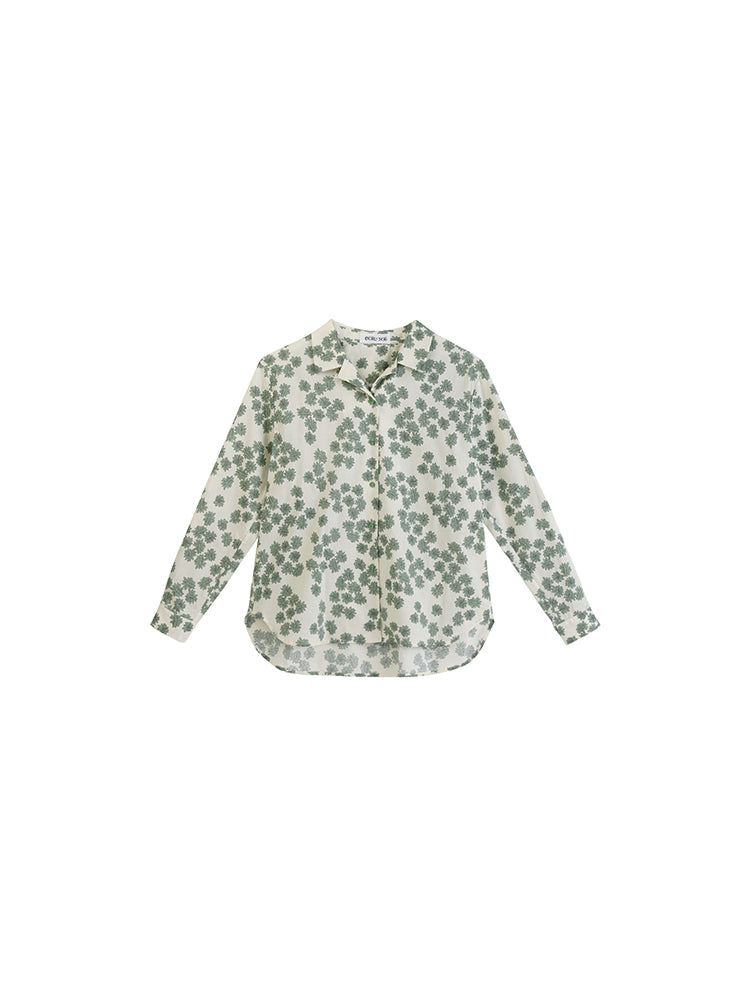 Back leaf willow flower crowd blouse