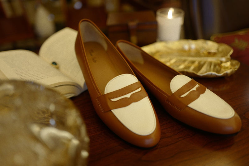 British lady's classical penny loafer