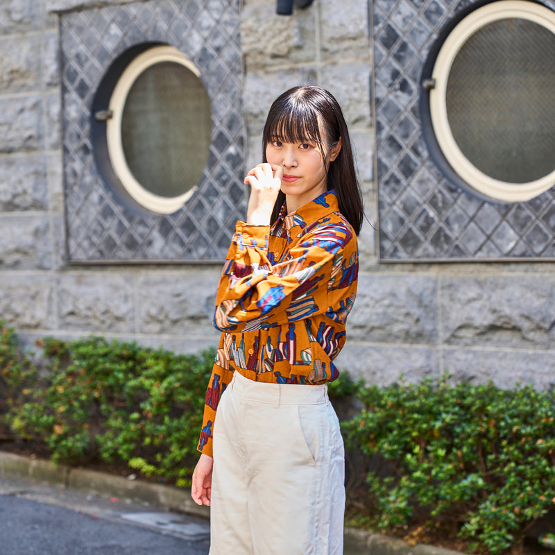 hand painted belted blouse
