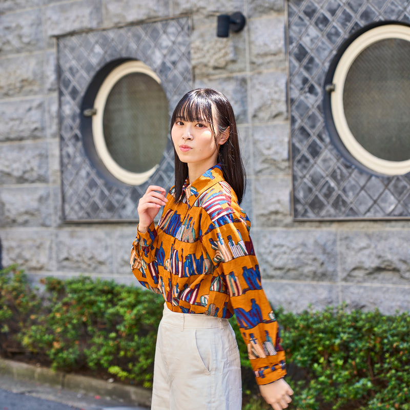 hand painted belted blouse