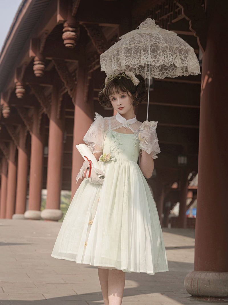 Sweet Lolita White Embroidered Dress With Candy Rain Pattern