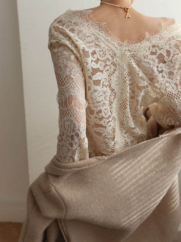 lace blouse with floral embroidery