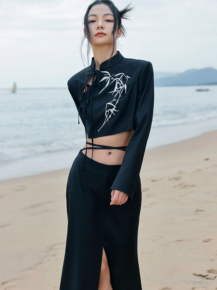Moonlight bamboo grove China short jacket