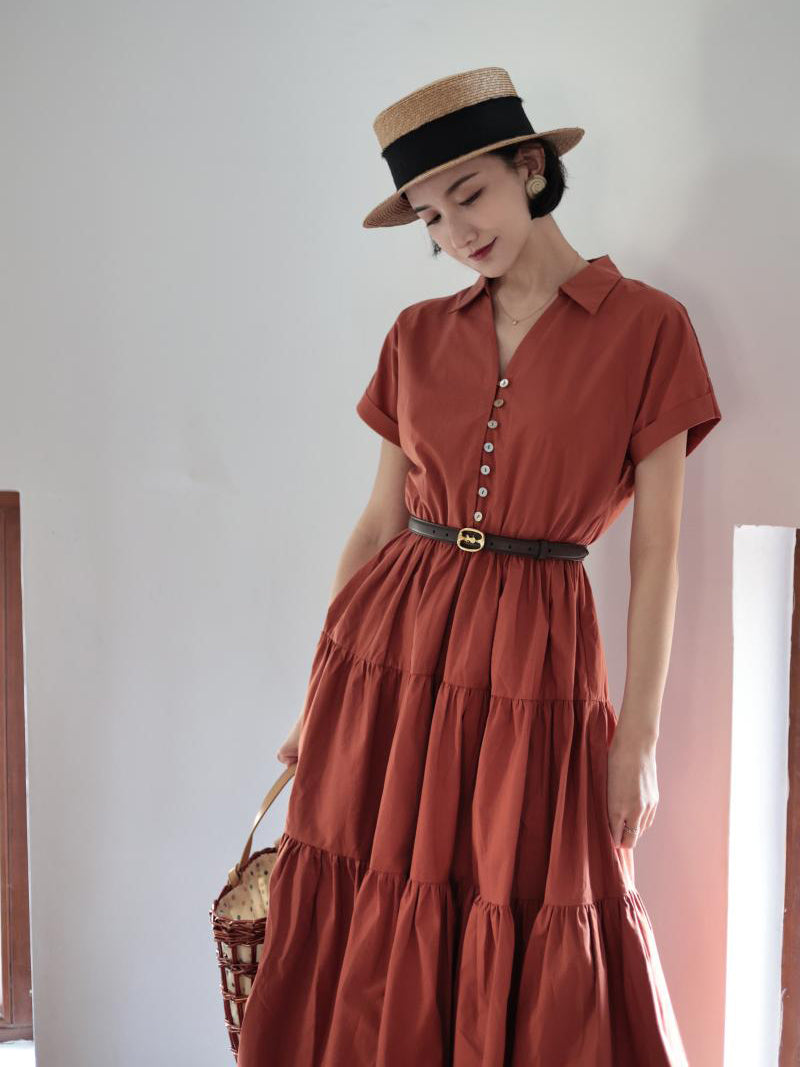 Red copper lady vintage dress
