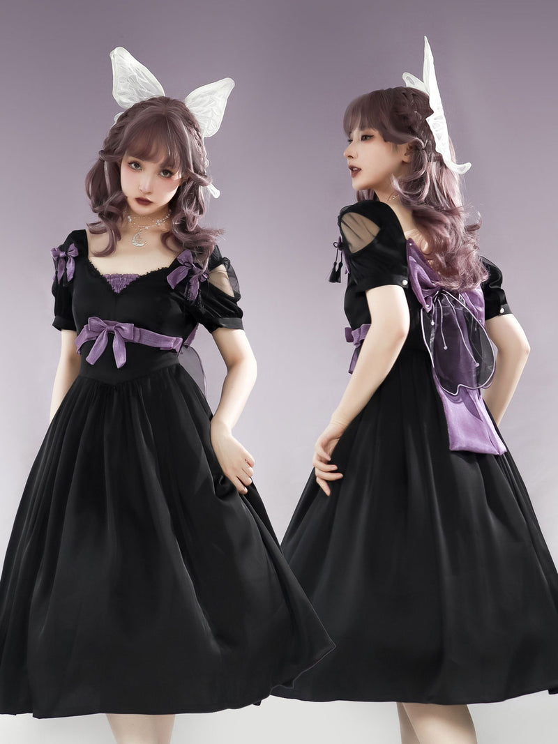 Jet black butterfly elegant dress