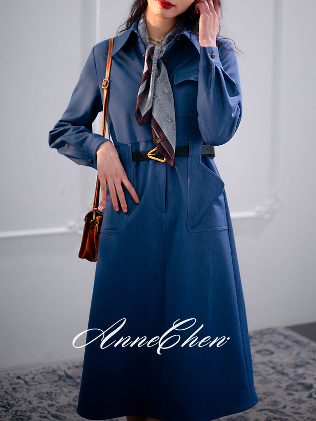 Dark blue girl's denim dress