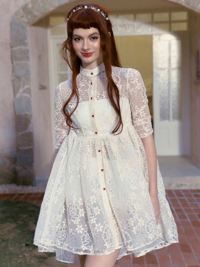 Innocent lady floral embroidered dress