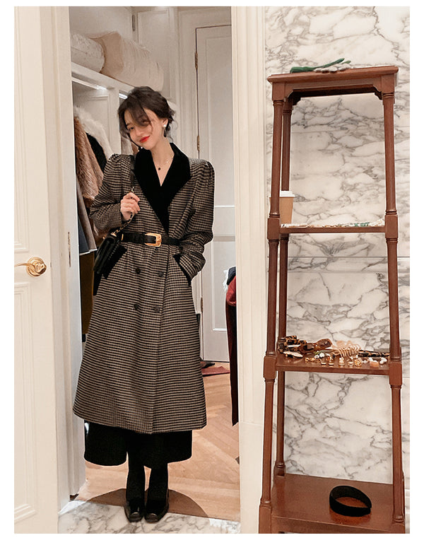 Houndstooth Double Breasted Hepburn Coat