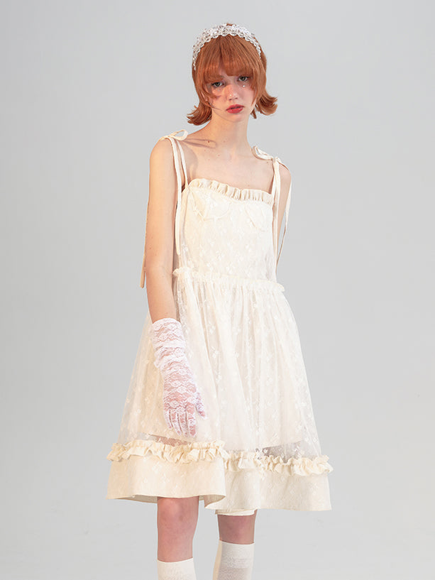 Lady's floral mesh camisole dress